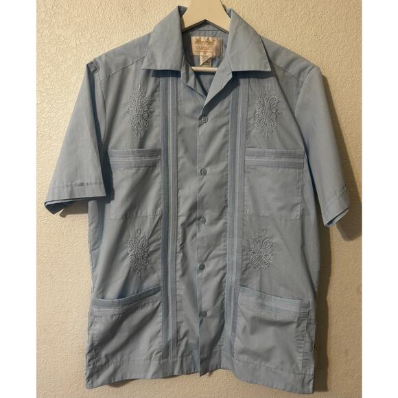 Ravgo Classic Vintage Men's Guayabera Button Up Short Sleeve Shirt Small - Picture 1 of 10